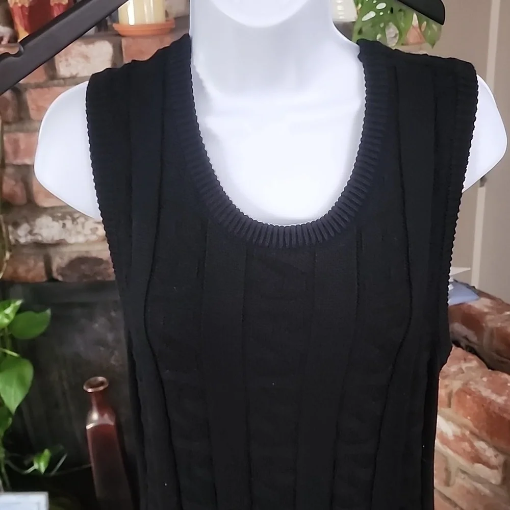 Stüssy Black Ribbed Knit Midi Dress Sleeveless Minimalist - Picture 2 of 11